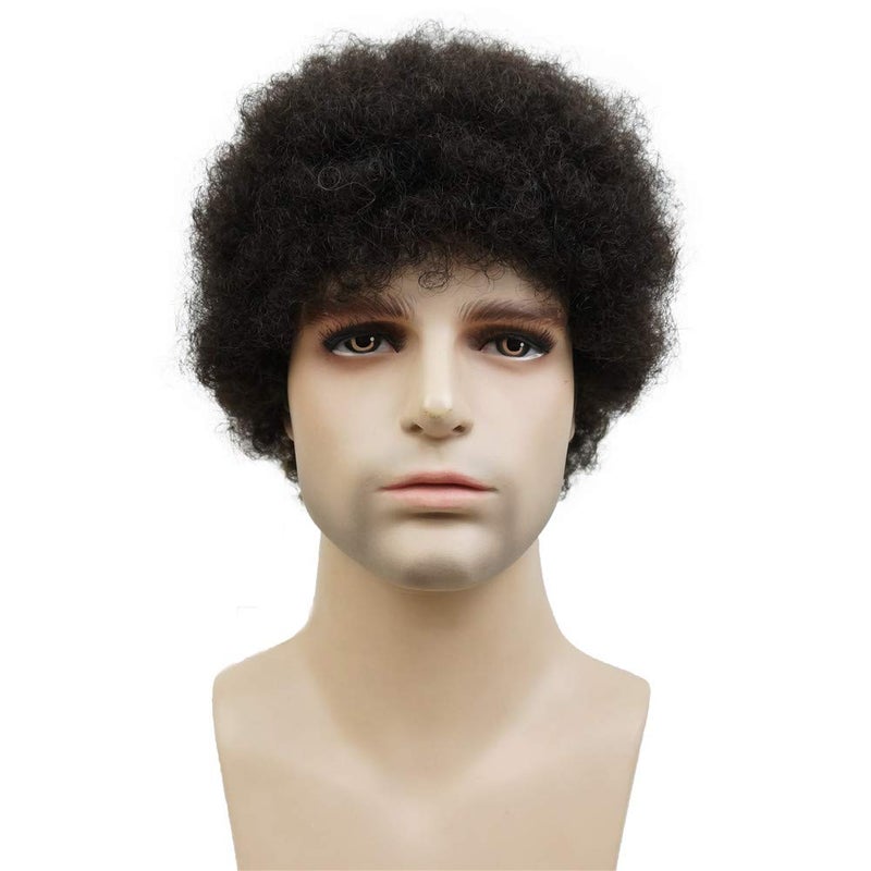 Aimole Afro Short Curly Wigs 100% Human Hair Wig for Black Women or Men African American Full Wig (1B) - Image 1